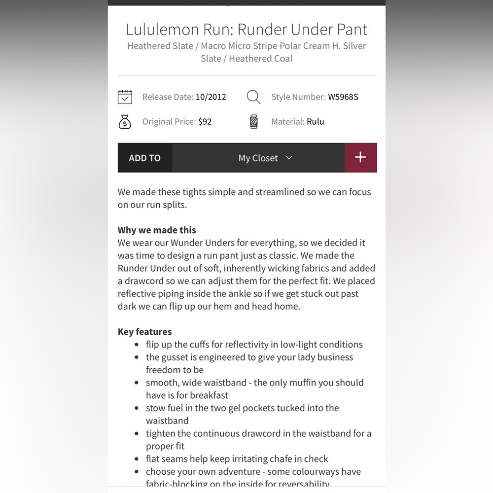 Lululemon Runder Under Pant size 6 - Picture 3 of 14